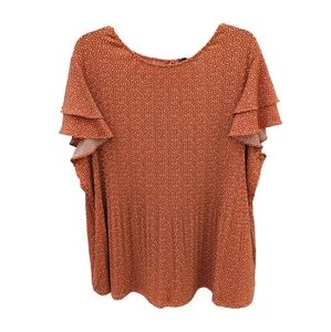 Adrianna Papell Pleated Knit Flutter Sleeve Plus Size Top Size 1X